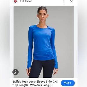 Cerulean Blue swiftly tech long sleeve 2.0 shirt